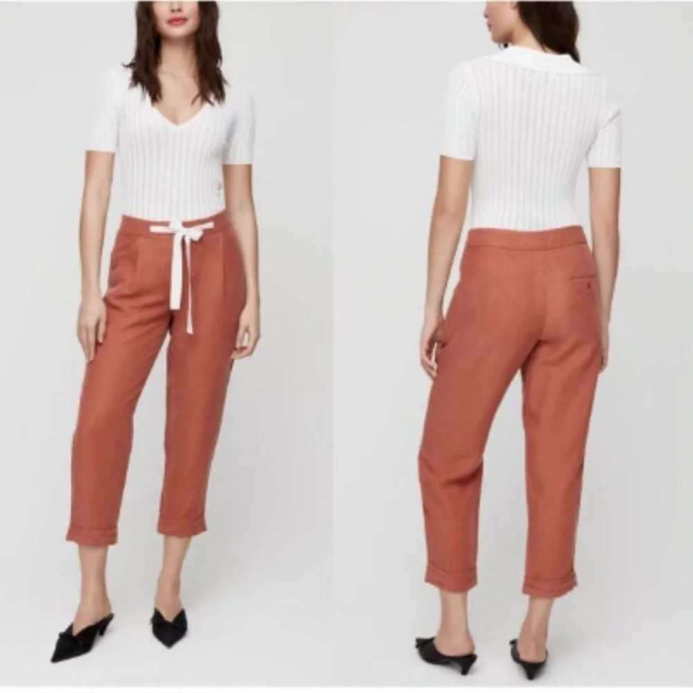 Aritzia Wilfred allant linen blend cropped pants Sz Small‎